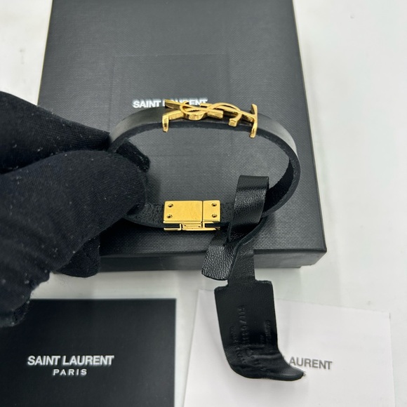 Women's Saint Laurent OPYUM YSL leather bracelet made in Italy - Picture 6 of 11